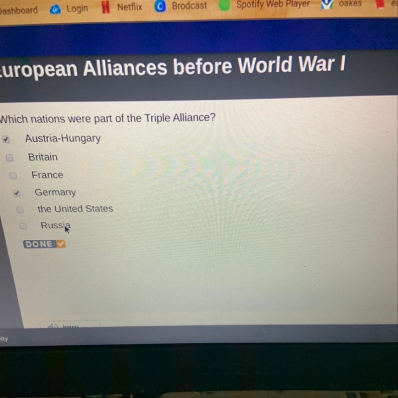 Which nations were part of the Triple Alliance? Austria-Hungary Britain France Germany-example-1