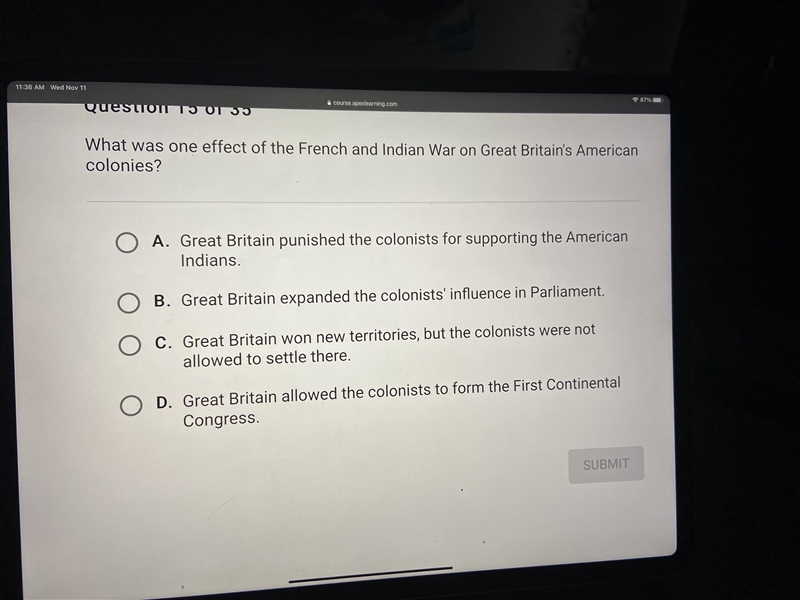 What was one affect of the French and Indian war on Great Britain American colonies-example-1