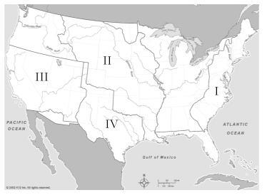 What does area III on the map indicate? A. Mexican Cession B. Northwest Territory-example-1