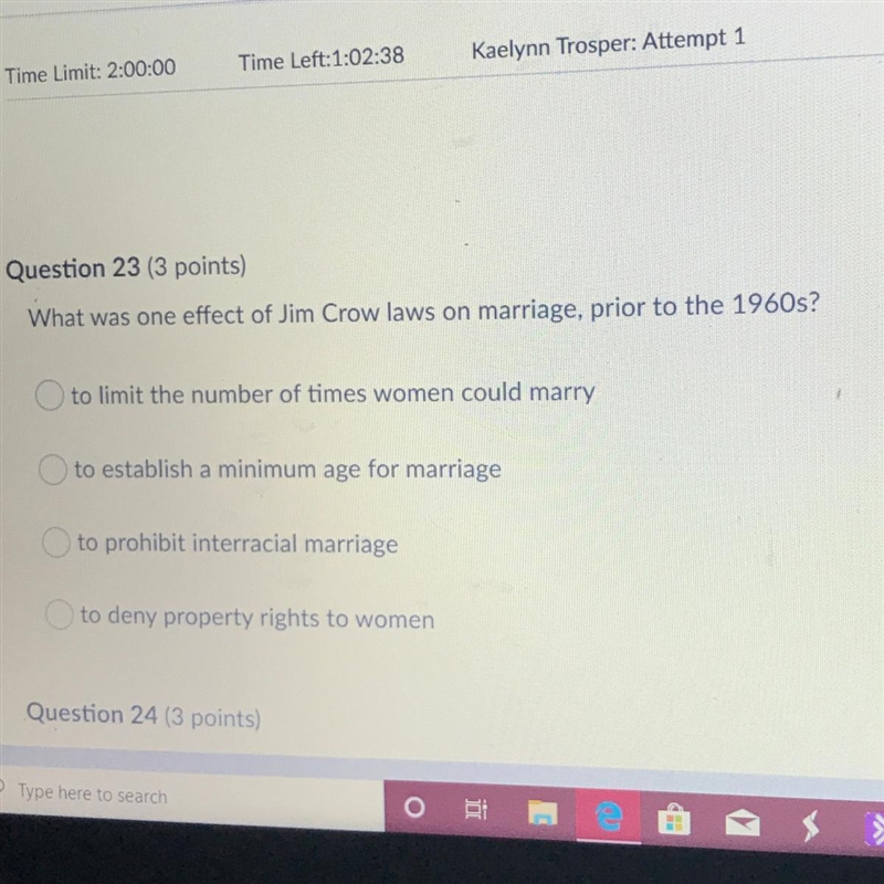 What was one effect of Jim Crow laws on marriage, prior to the 1960s?-example-1