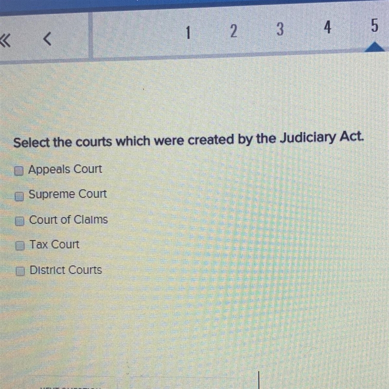 Select the courts which were created by the Judiciary Act.-example-1