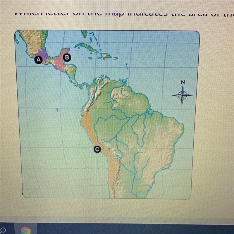 Where is the Aztec Empire located , A , B , or C-example-1