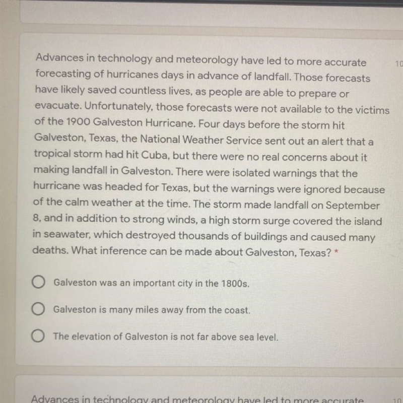 What inference can be made about Galveston, Texas?-example-1