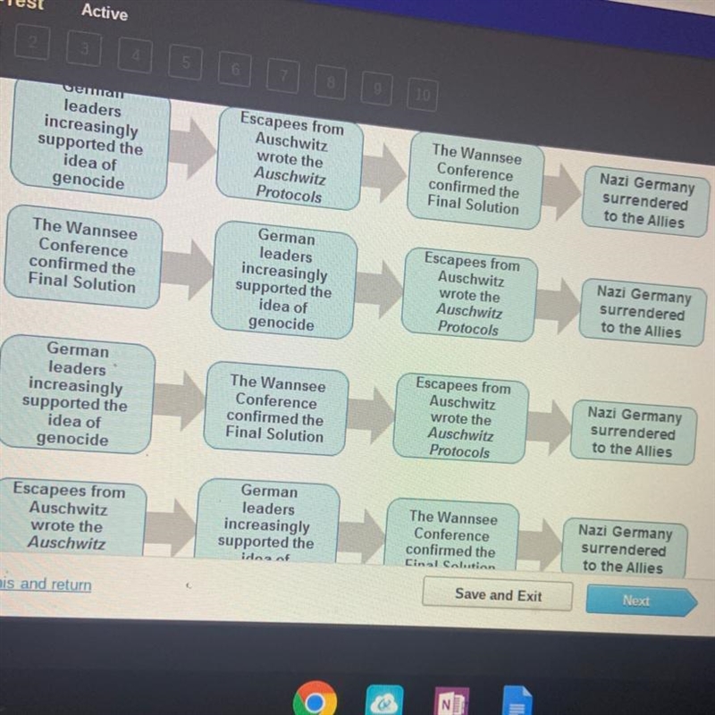 Which shows the correct order of the events of the holocaust-example-1