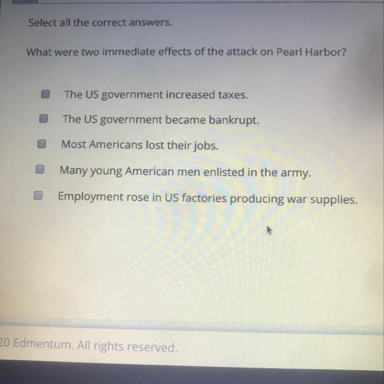 What were two immediate effects of the attack on Pearl Harbor?-example-1