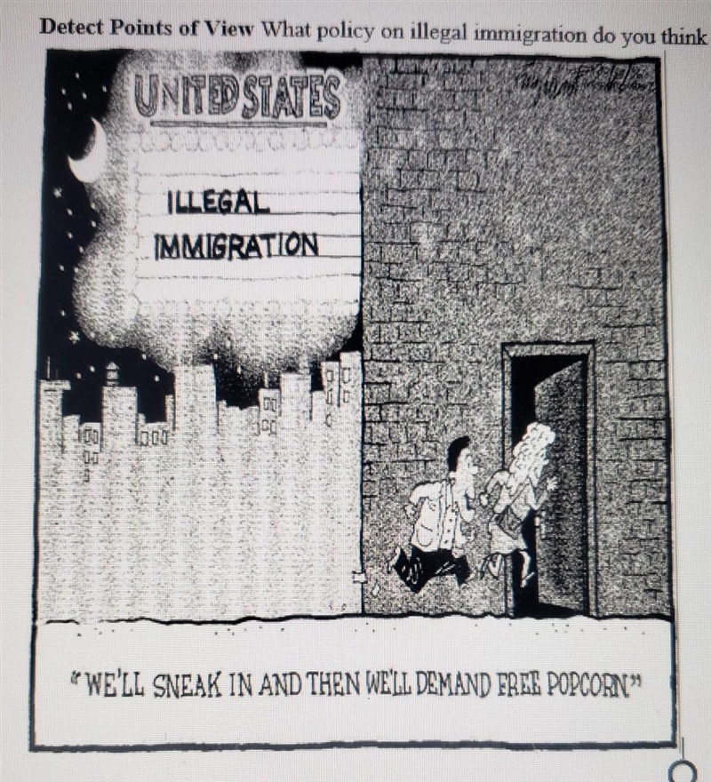 What policy on illegal immigration do u think the police cartoonist supports? ​-example-1