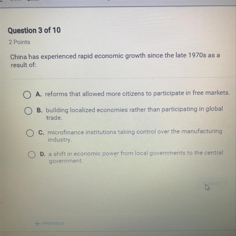 China has experienced rapid economic growth since the late 1970s as a result of:-example-1