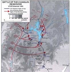 The Battle of the Changjin Reservoir, which is pictured on the map, was part of what-example-1