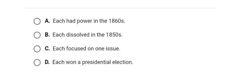 What was true about the whig, free soil, and know-nothing parties?​-example-1