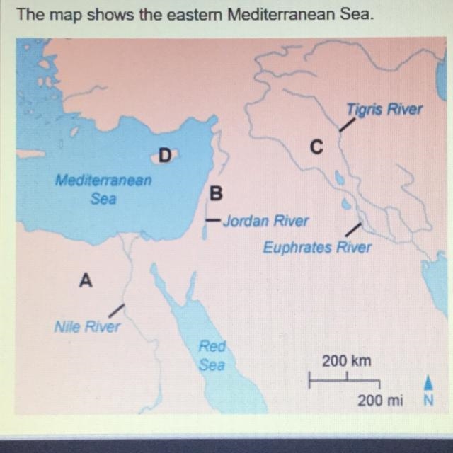 Judaism was founded in a region called Israel, which is shown on the map at letter-example-1