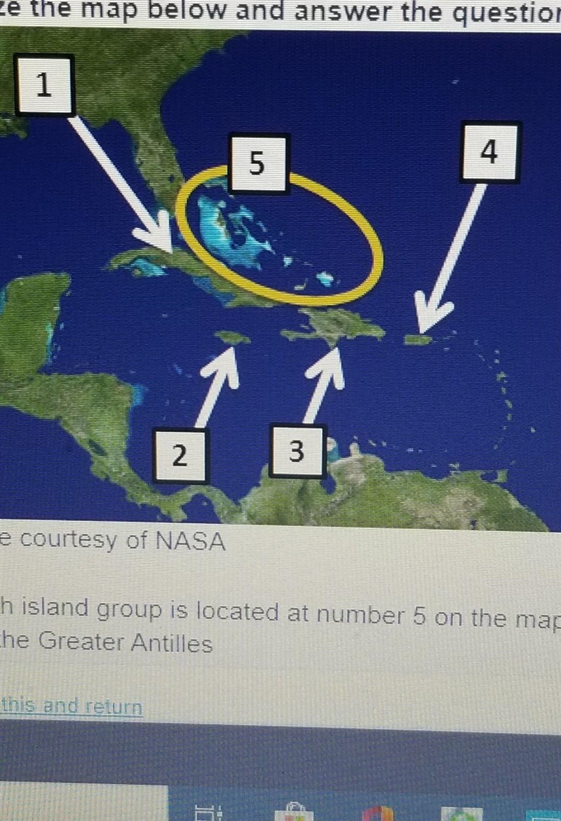 Asked by nrgosha (100 points) Which island group is located at number 5 on the map-example-1