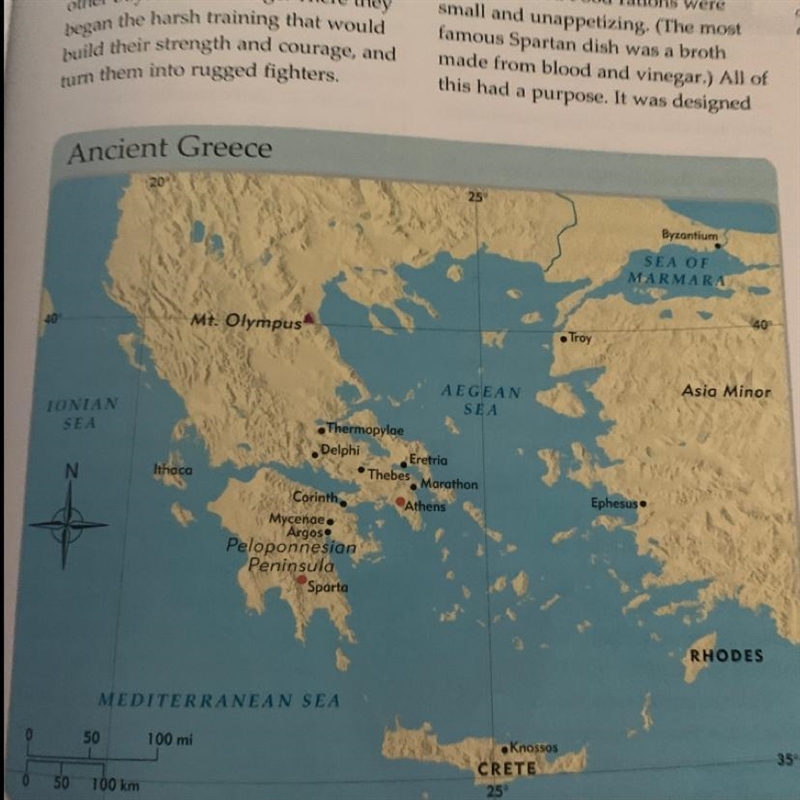 Using the map on page 287 of your textbook, what is located at the coordinates 40°N-example-1