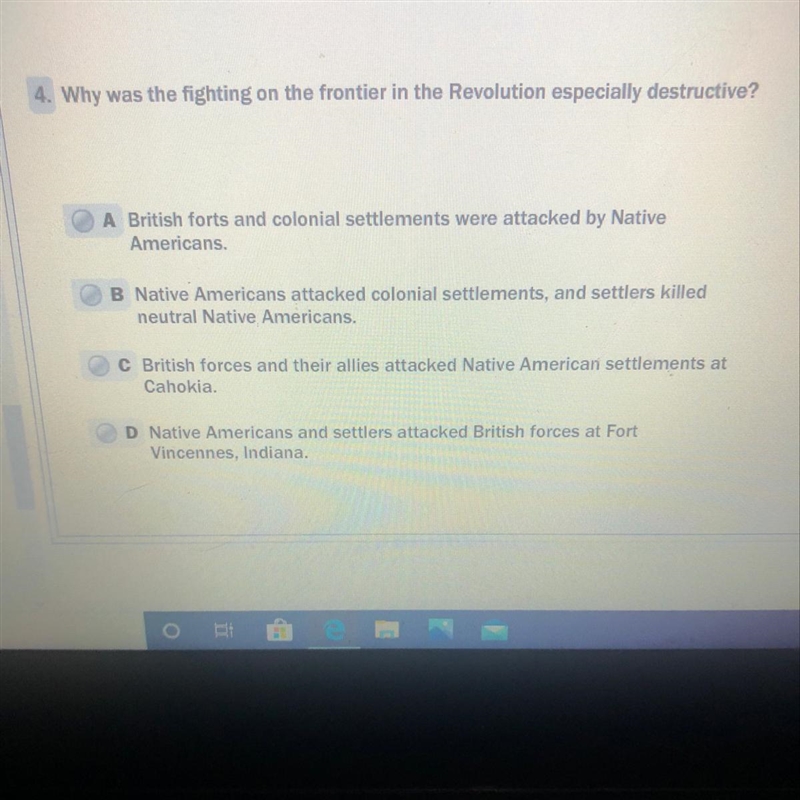 4. Why was the fighting on the frontier in the Revolution especially destructive? A-example-1