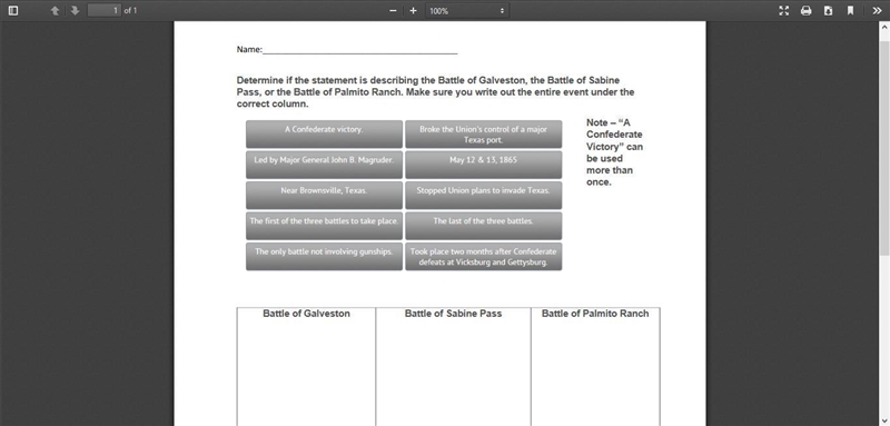 Determine if the statement is describing the Battle of Galveston, the Battle of Sabine-example-1