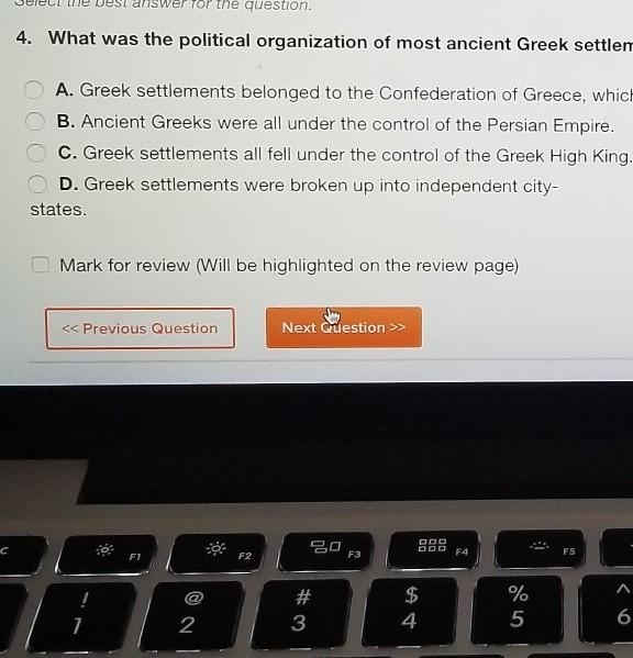 What was the political organization of most anchient Greek settlements​-example-1