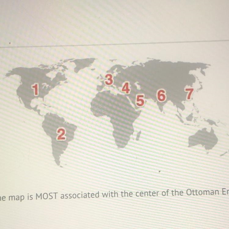 Which number in the map is MOST associated with the center of the Ottoman Empire?-example-1