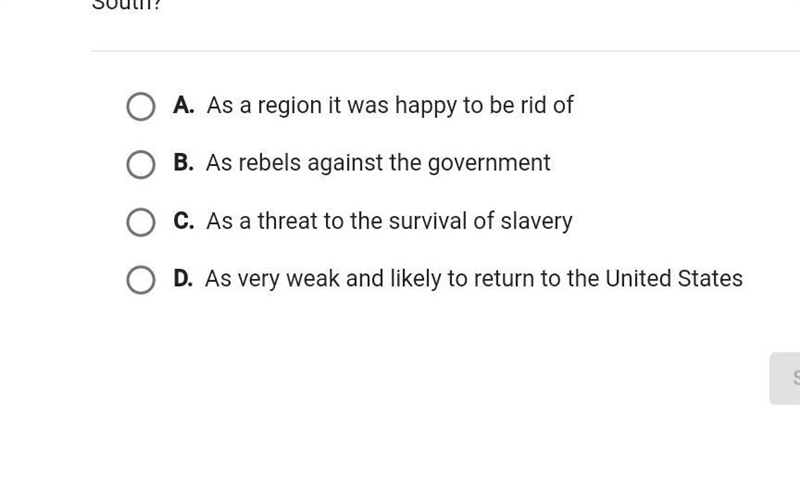 The confederacy saw itself as a separate nation now did the union view the south?​-example-1