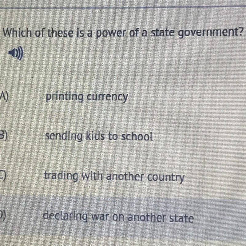 Which of these is power of a state government?-example-1