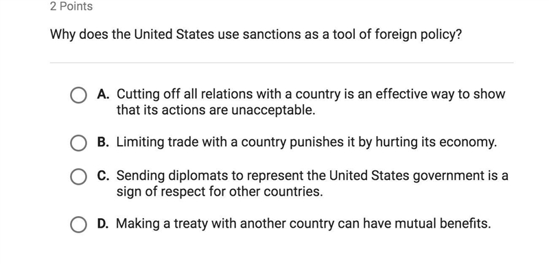 Why does the United States use sanctions as a tool of foreign policy??-example-1