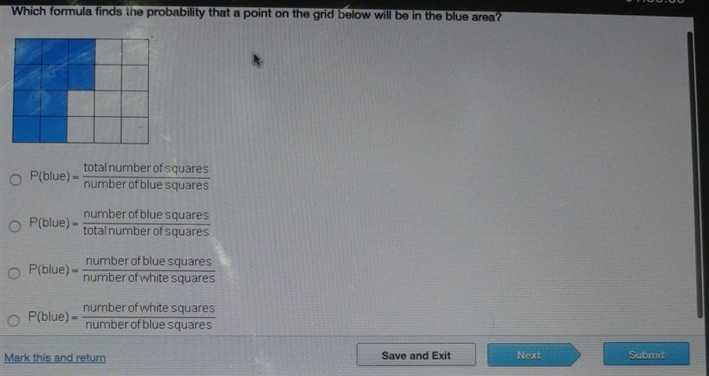 Which formula finds the probability that a point on the grid below will be in the-example-1