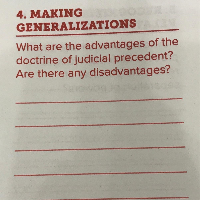 What are the advantages of the doctrine of judicial percedent? are there any disadvantages-example-1