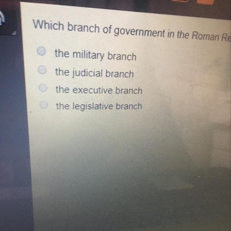 Which branch of government in the Roman Republic was led by two consuls? PLEASE ANSWER-example-1