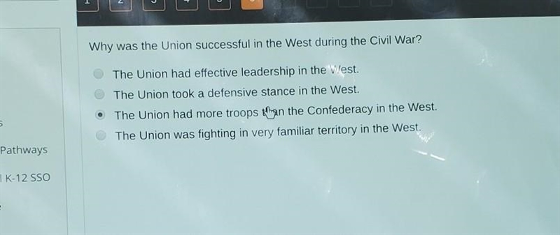 Why was the union succesful in the west during the civil war?​-example-1