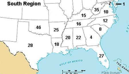 Using the map above, what number is on the state of South Carolina?-example-1