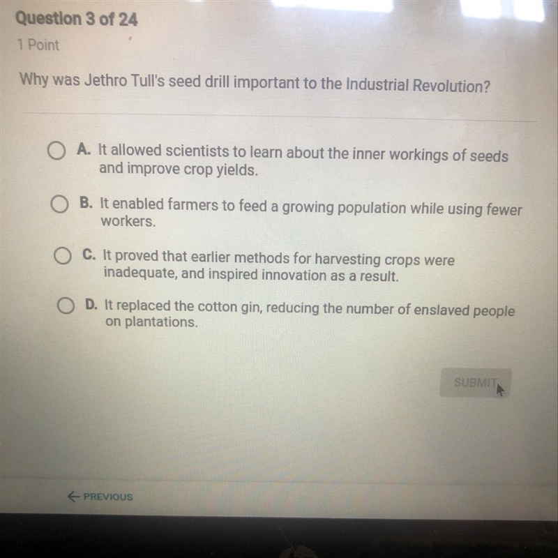 Why was Jethro Tull's seed drill important to the industrial Revolution?-example-1