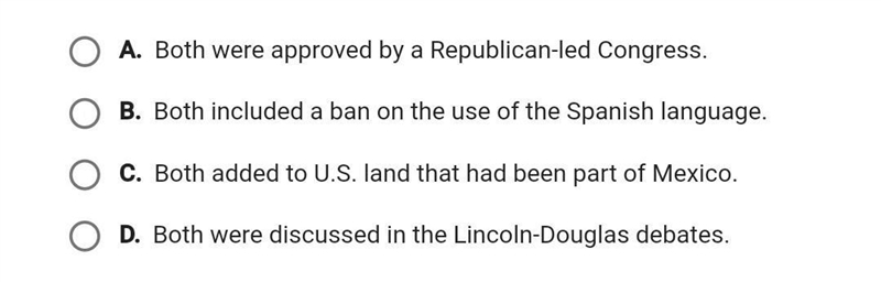 What is true of both the Treaty of Guadalupe Hidalgo and the Gadsden purchase?​-example-1