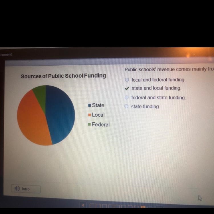 Public schools' revenue comes mainly from local and federal funding. state and local-example-1