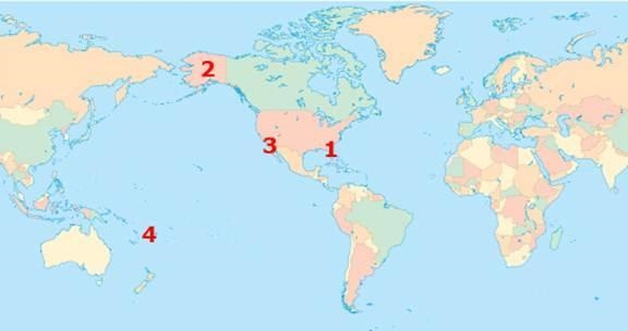 Which number on the map identifies a U.S. territory or protectorate that is not a-example-1