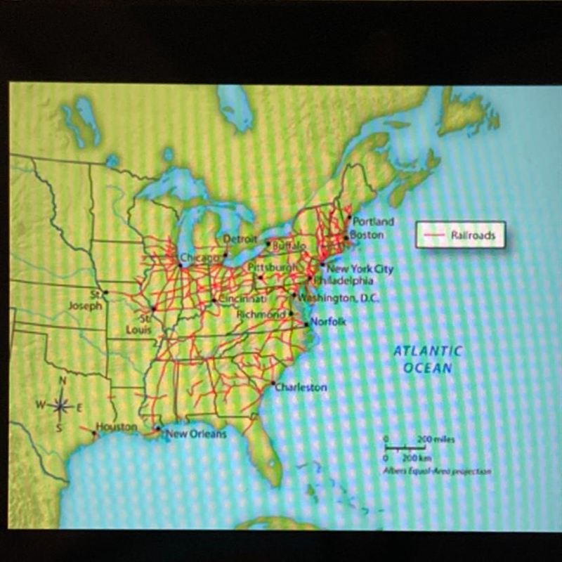 Why did most of the rail railroad mileage in the 1860 run between eastern and western-example-1