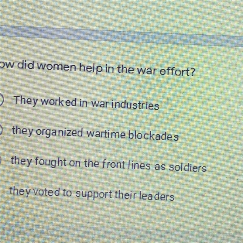 How did women help in the war effort-example-1