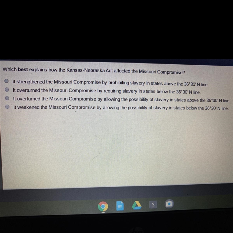 HELP! <3 which best explains how the kansas-nebraska act affected the missouri-example-1