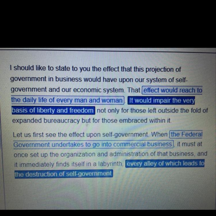 Choose the two highlighted example that best emphasize why Hoover supported a limited-example-1