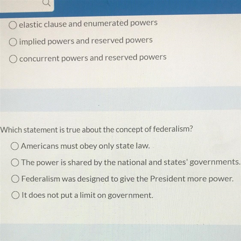 Which statement out of these is true about the concept of federalism?-example-1