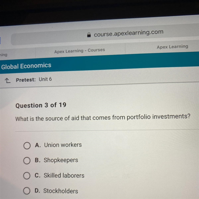 What is the source of aid that comes from portfolio investments?-example-1