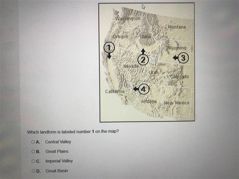 Which landform is labeled number 1 on the map?-example-1