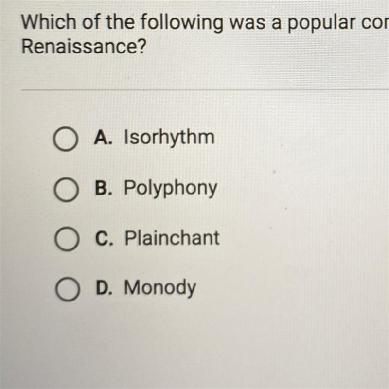 Which of the following was a popular compositional technique during the renaissance-example-1