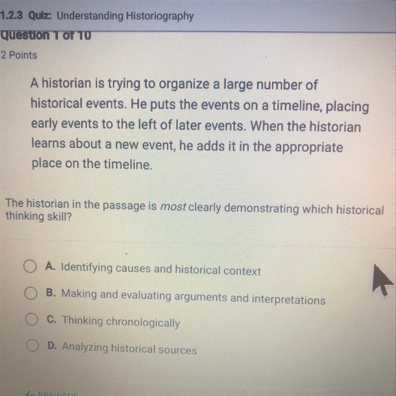 The historian in the passage is most clearly demonstrating which historical thinking-example-1