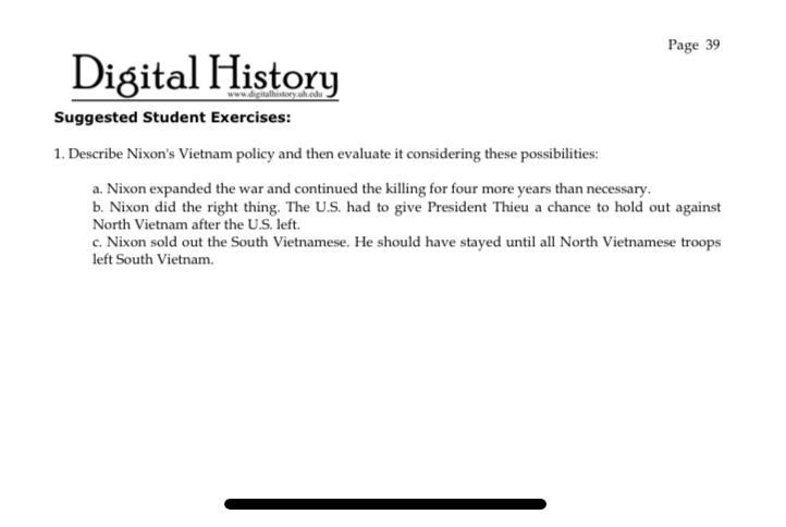 Nixon expanded the war and continued the killing for four more years than necessary-example-1