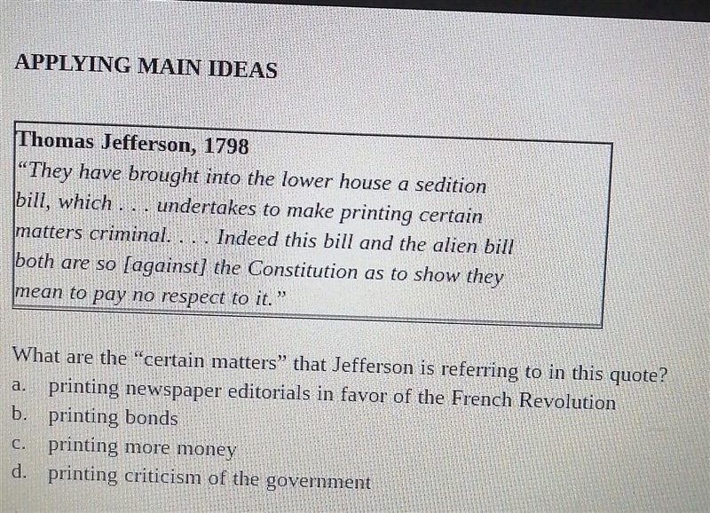 What are the "certain matters" that Jefferson is referring to in this quote-example-1