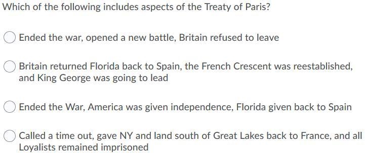 Which of the following includes aspects of the Treaty of Paris?-example-1