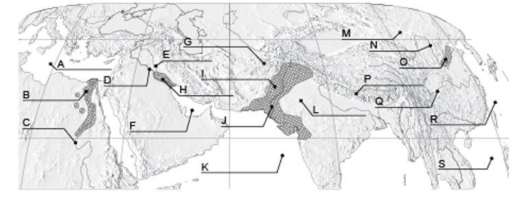 Label all of the following on the map below or write each name next to a letter in-example-1