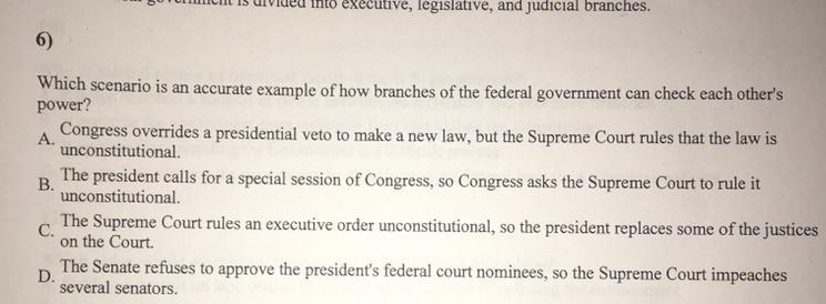 Which scenario is an accurate example of how branches of the federal government can-example-1