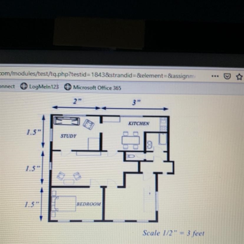 Given the scale drawing of old bedroom apartment, what is the actual length of the-example-1