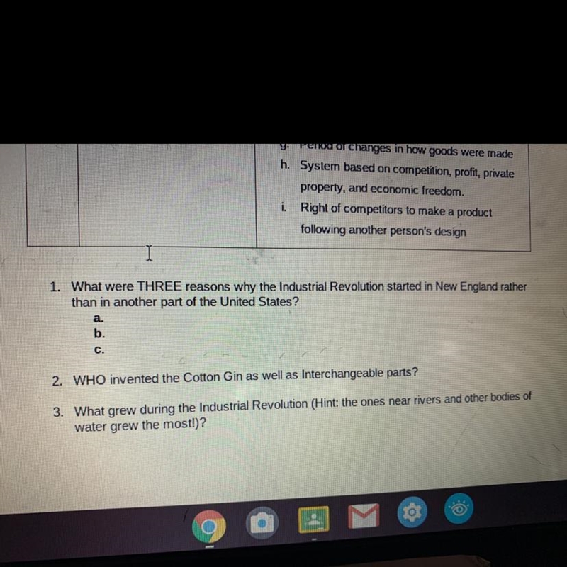 1. WHAT WERE THREE REASONS WHY THE INDUSTRIAL REVOLUTION STARTED IN NEW ENGLAND RATHER-example-1