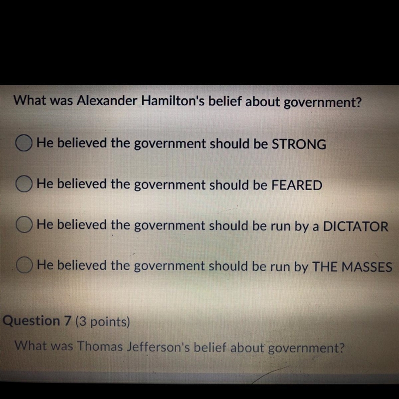 What was Alexander Hamilton's belief about government?-example-1