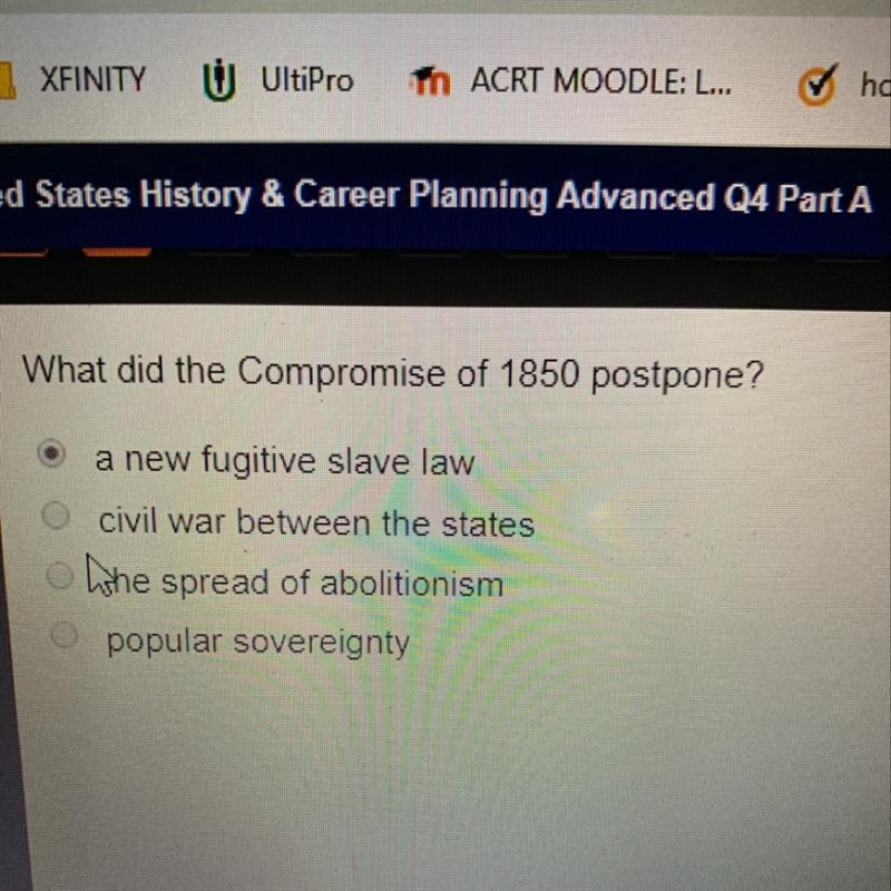 What did the compromise of 1850 postpone-example-1